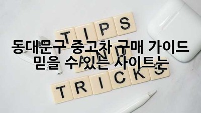 동대문구 중고차 구매 가이드: 믿을 수 있는 사이트는?
